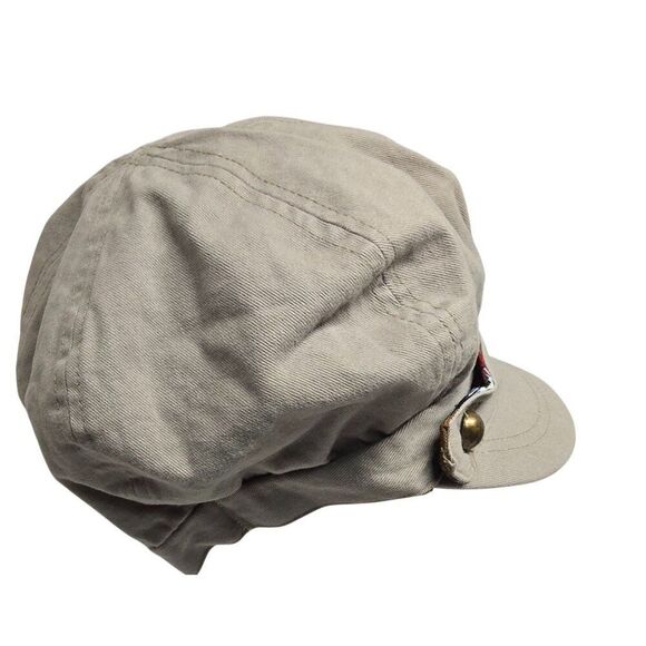 Lei Khaki Cotton Newsboy Hat With Plaid Accent & Brass Buttons boho cottagecore - Picture 4 of 9